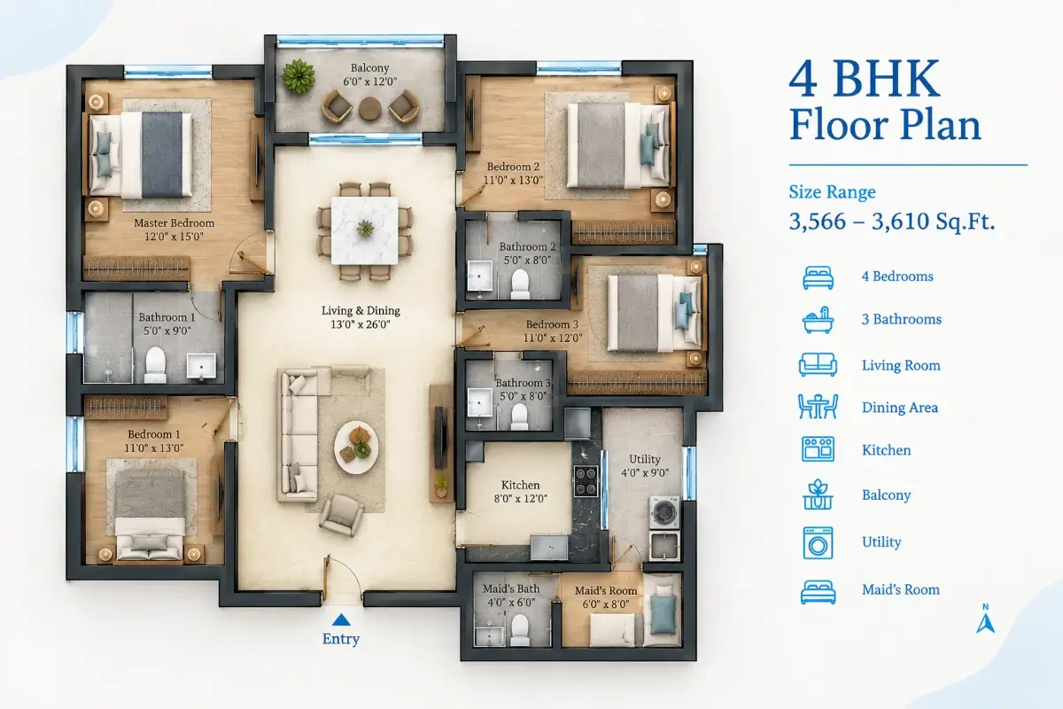 Purva Balagere 4 BHK floor plan