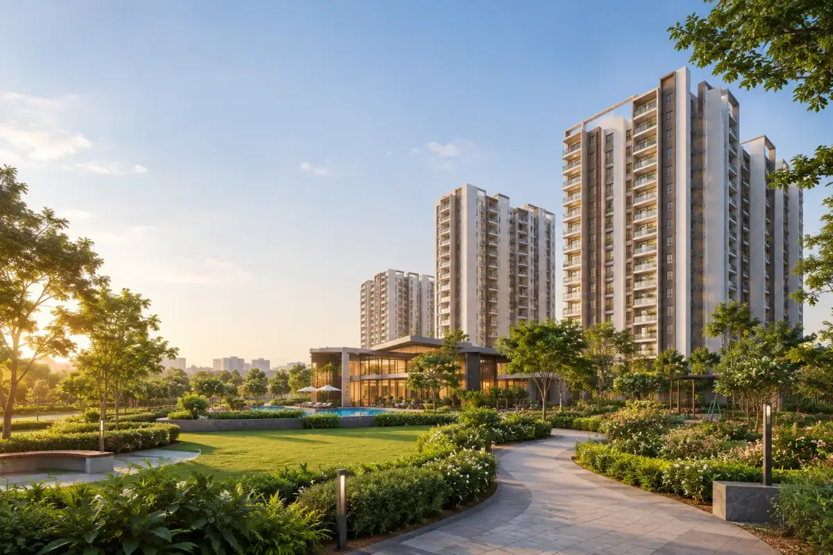 Purva Balagere residential community and landscaped gardens in Bangalore
